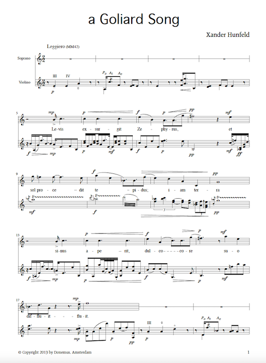 Xander Hunfeld - partituur A Goliard Song